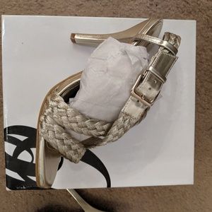 Gold braided sling back